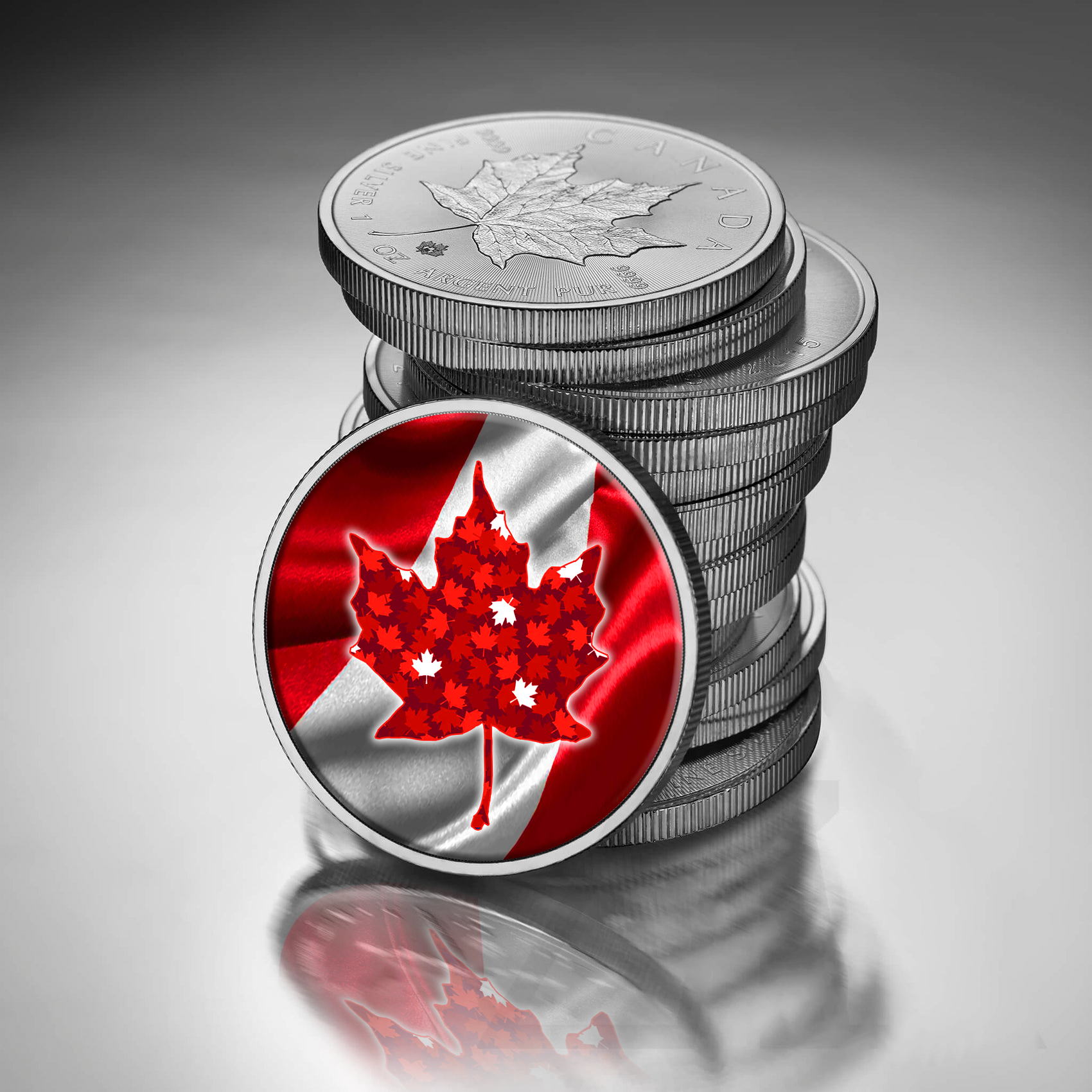 2024 Canada Maple .9999 Argent Pur Colorized Coin with Flag Colors Coin
