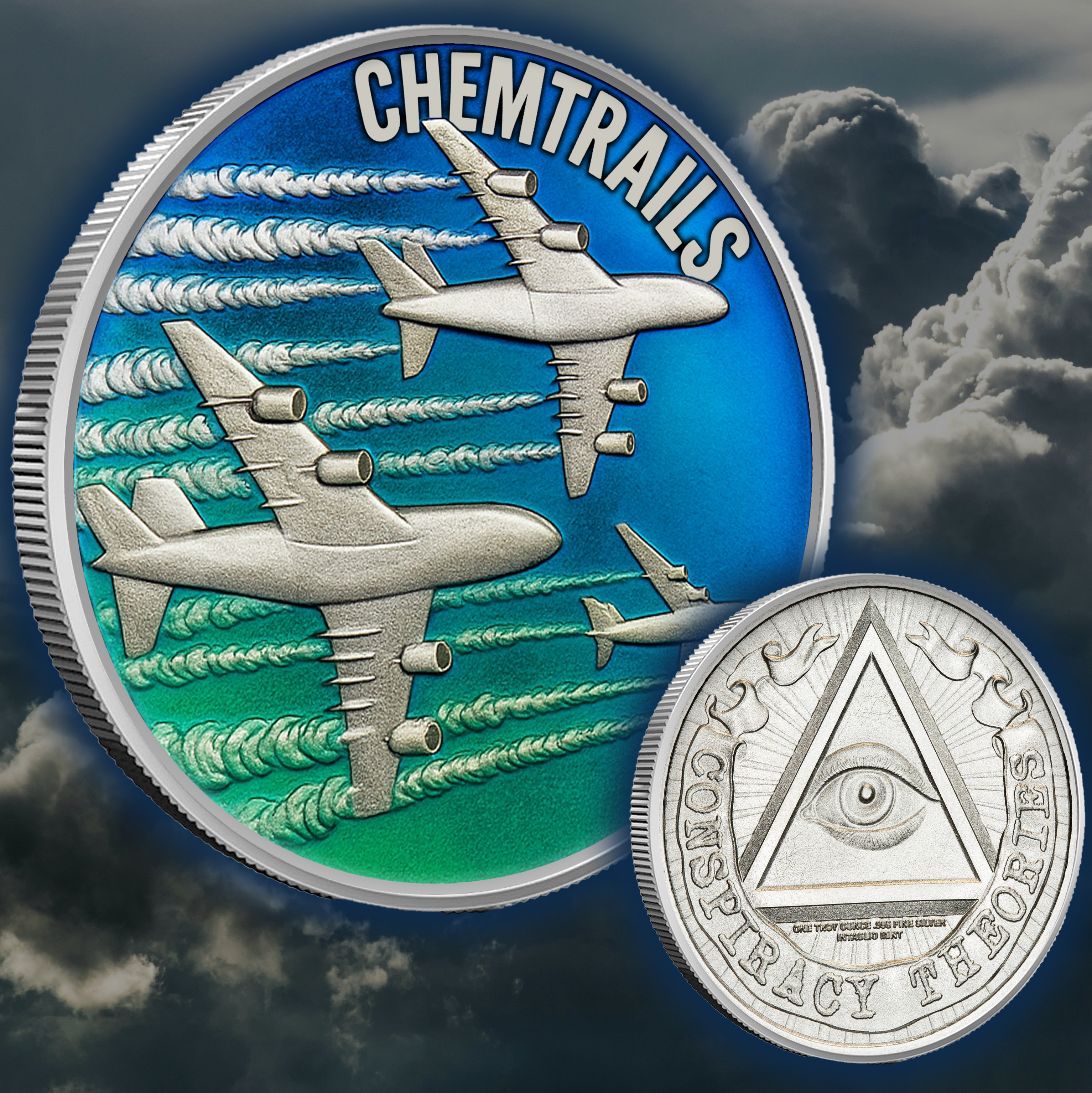 2025 Intaglio Colorized 1 oz Chemtrails Conspiracy Theories Series Medal