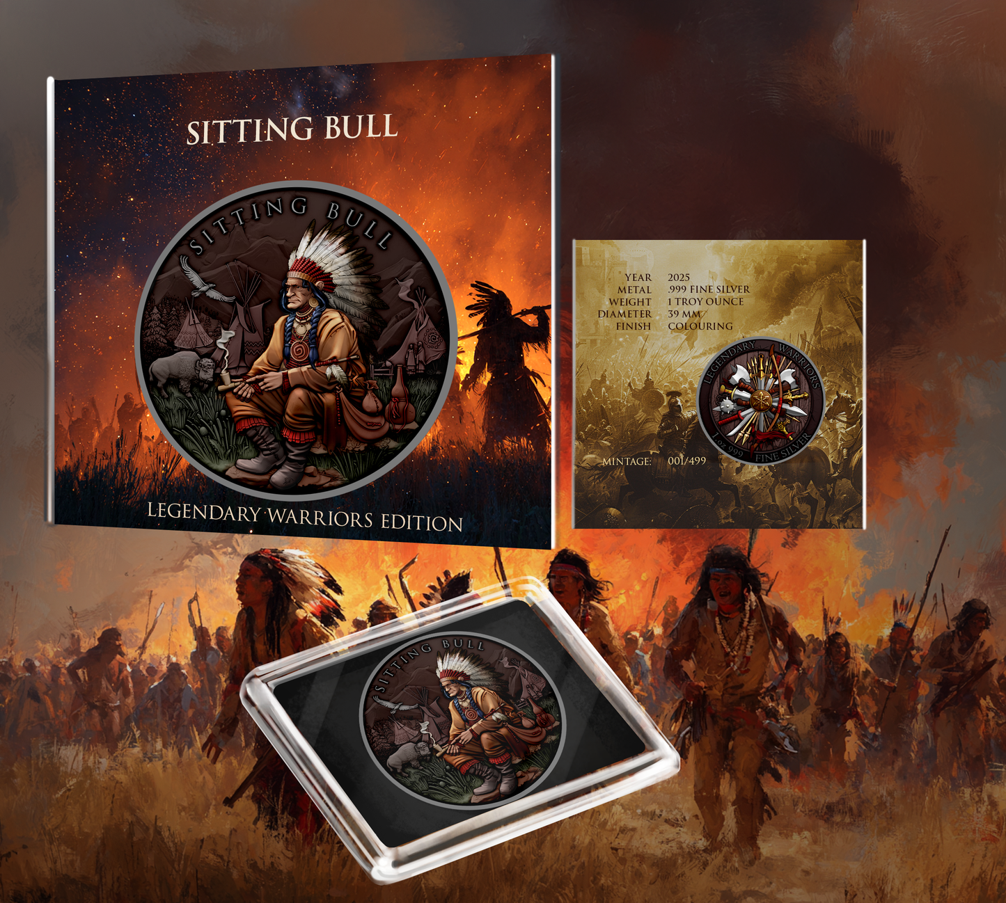2025 Legendary Warriors Latest "Sitting Bull" Colorized 1oz .999 Silver Medal