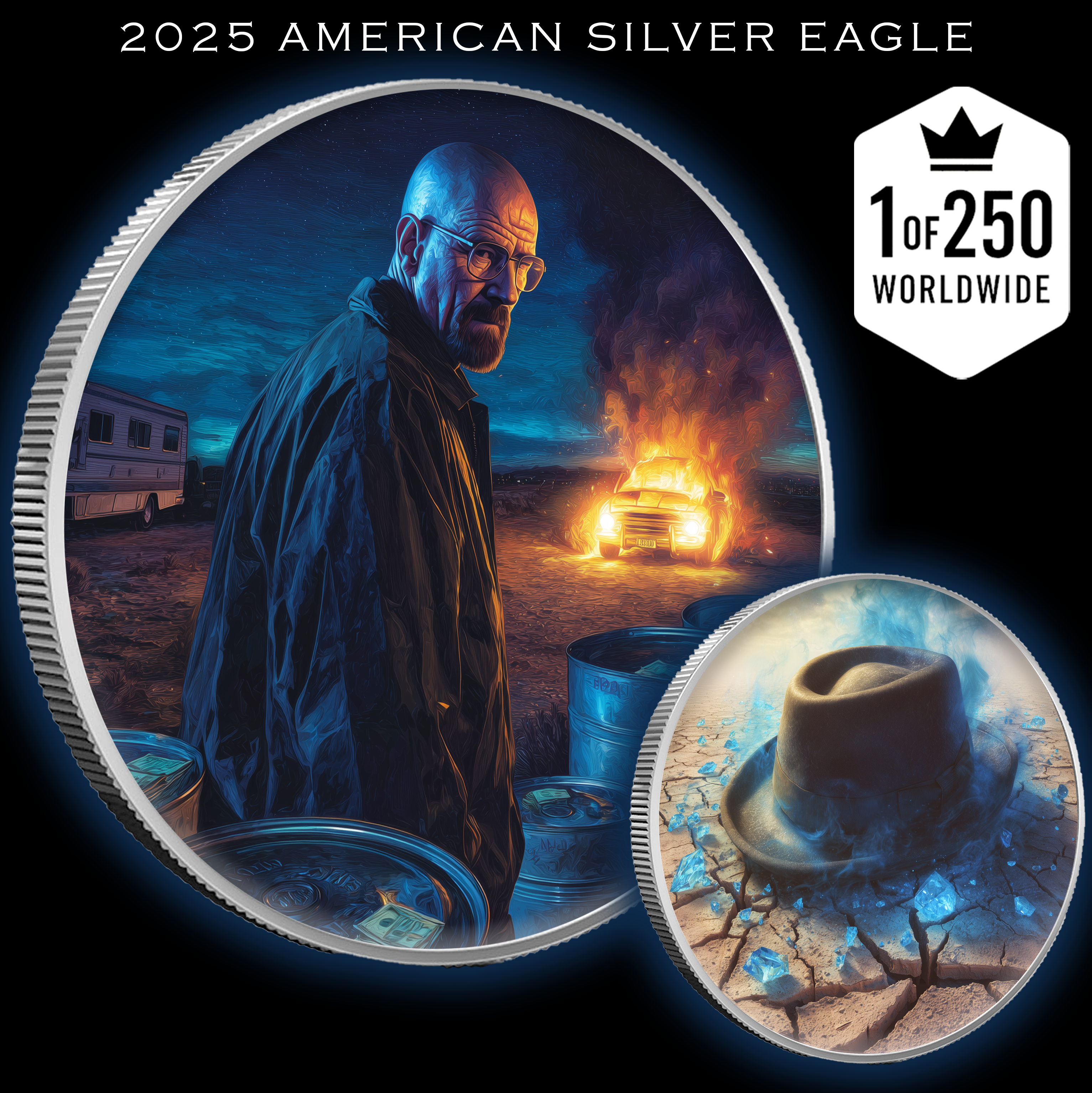 2025 Silver Eagle Colorized Heisenberg 1oz .999 Silver Coin