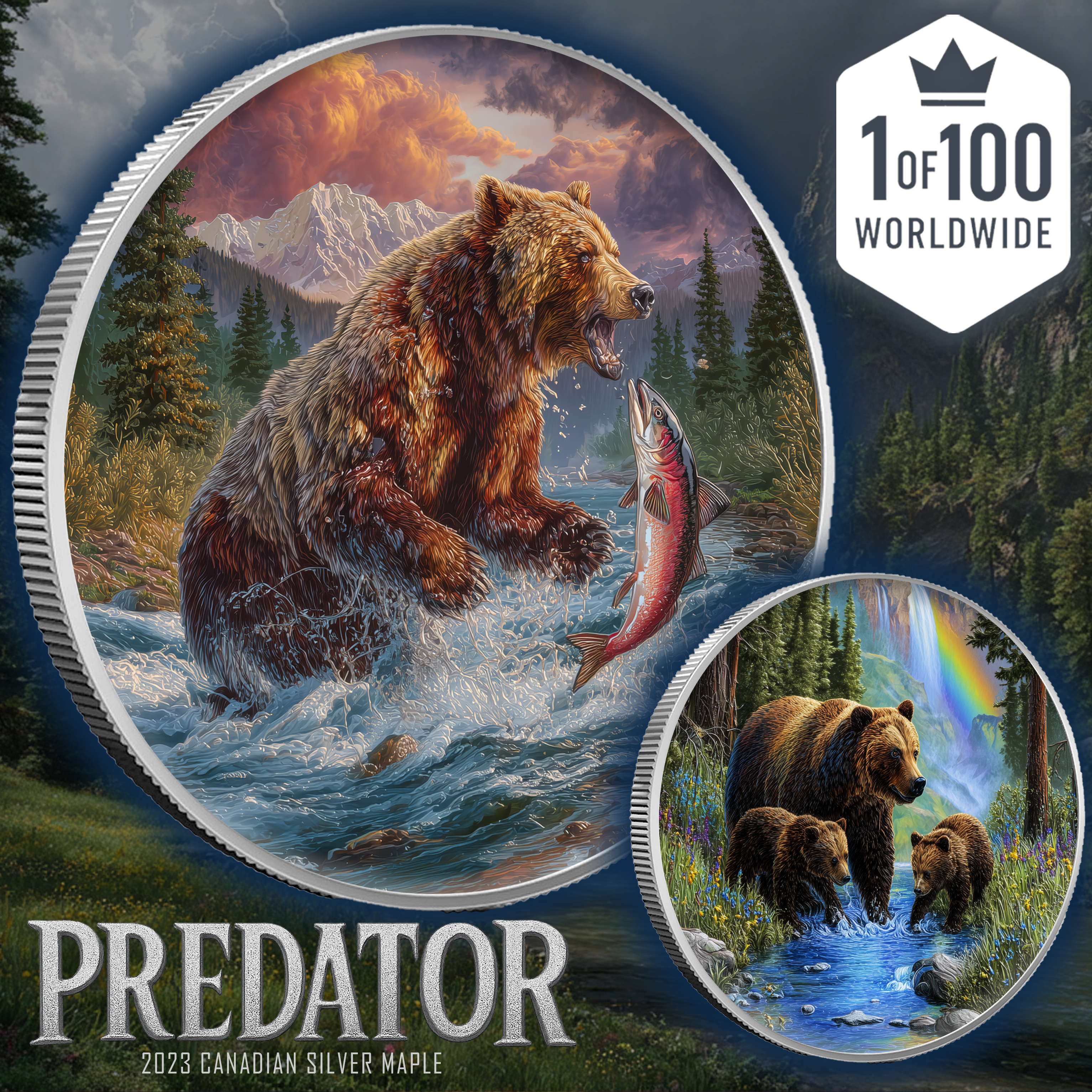 2023 Canada Maple Predator Grizzly Bear 1oz .9999 Silver Coin