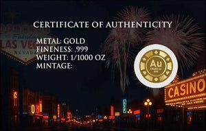 Roulette 1/1000 oz .9999 Gold Round in Card - Captain’s Chest Bullion