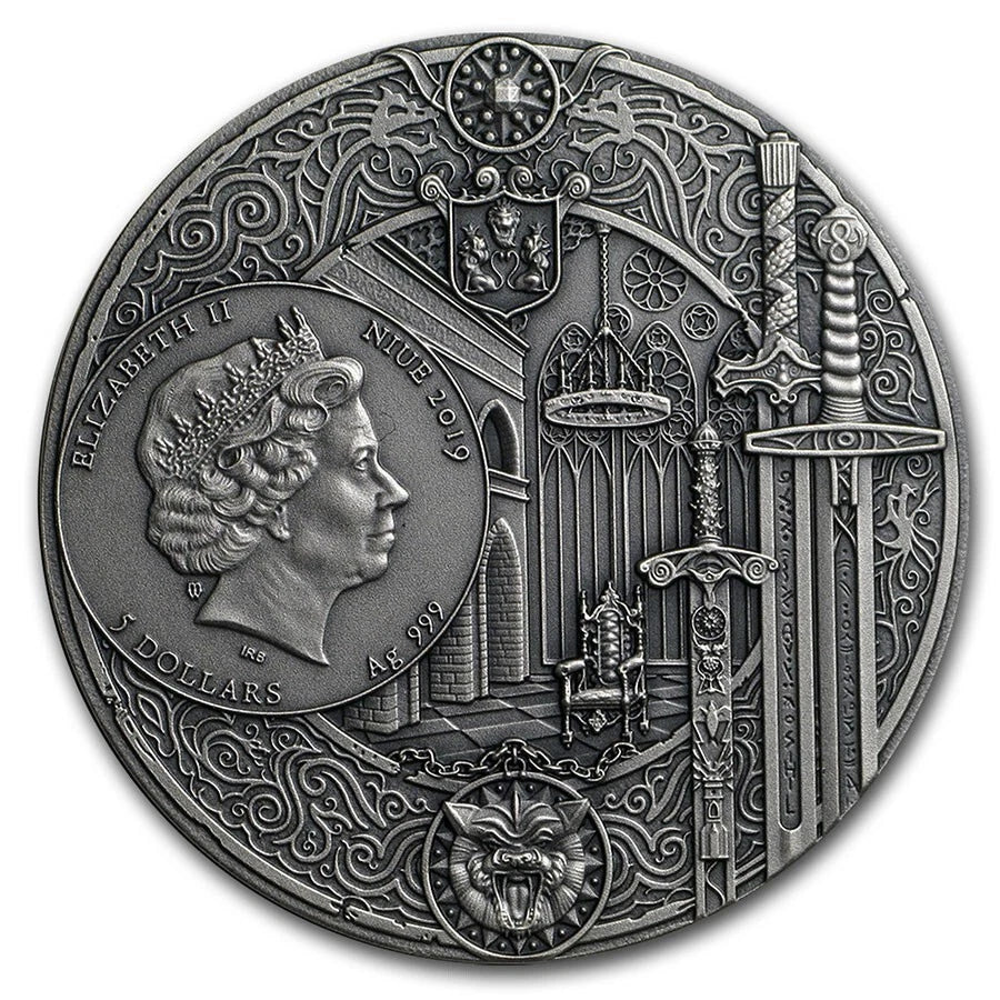 2019 THE LAST WISH The Witcher 2oz Ultra High Relief Silver Proof Coin $5 Niue