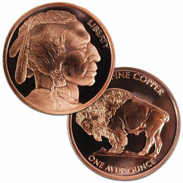 10-1oz Copper Indian Buffalo Rounds
