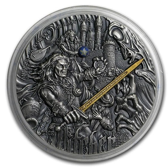 2019 THE LAST WISH The Witcher 2oz Ultra High Relief Silver Proof Coin $5 Niue