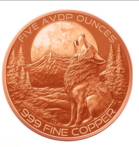 5oz Glow in the Dark Wolf Copper Round in Capsule
