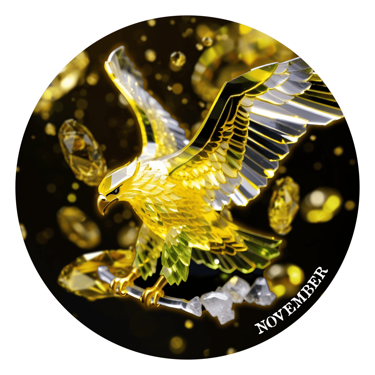 2024 Silver Eagle .999 1oz Silver Coin Colorized November Citrine Gemstone