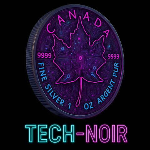 2025 Canada Maple Colorized Tech Noir .9999 Silver Coin