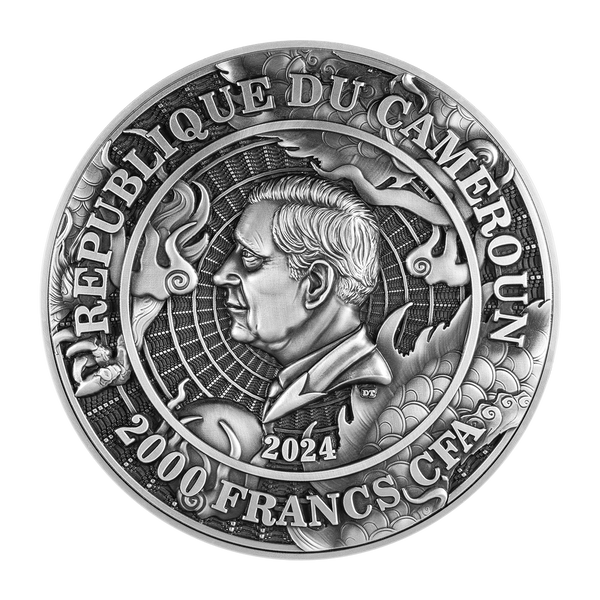 2024 Cameroon Chinese Dragon & Dragon 2oz .999 Silver Coin