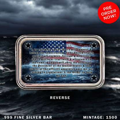 U.S. Coast Guard Rescue Heli 1oz .999 Silver Art Bar Colorized