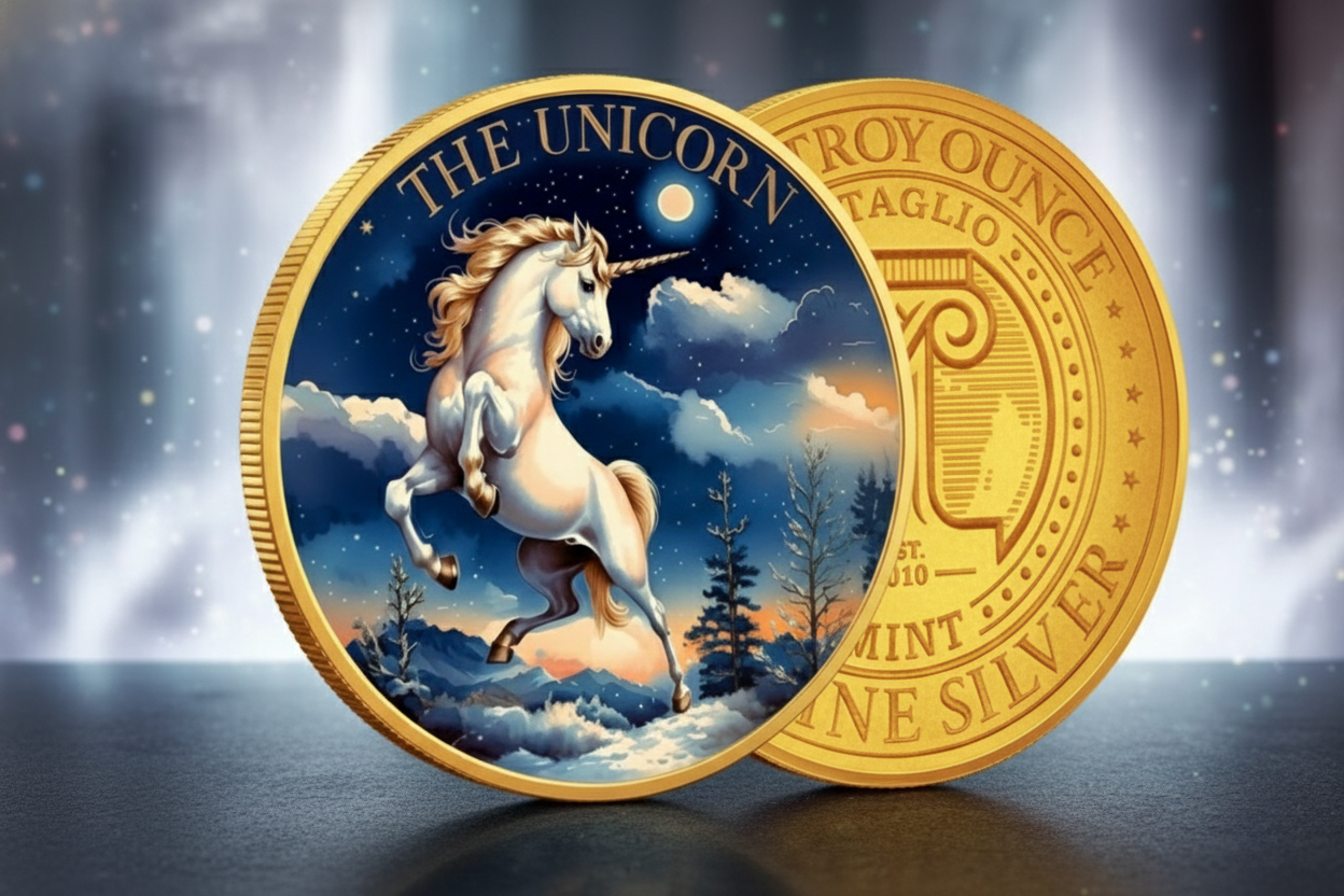 2025 Intaglio Unicorn Gilded Colorized 1oz .999 Silver Medal
