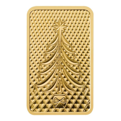 Britannia 1 gram .9999 Gold Bar Christmas Theme in Assay