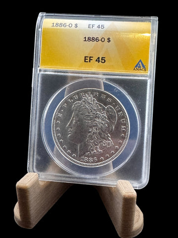 1886 ANACS Genuine EF45 Morgan Dollar Silver Coin Graded