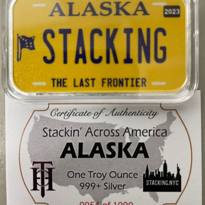 Alaska License Plate .999 Fine Silver Bar 1oz