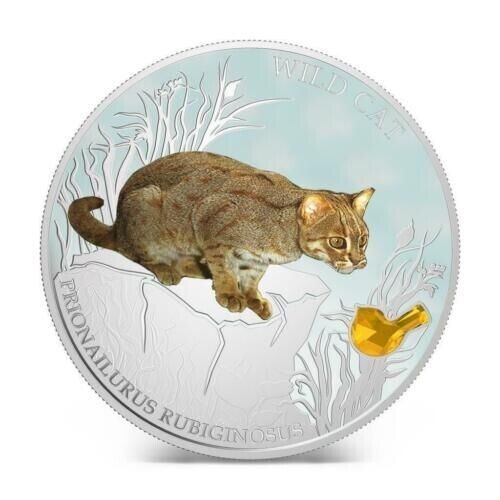 Fiji 2013 2 Dollar Dogs and Cats Prionailurus Rubiginosus 1oz Silver Coin