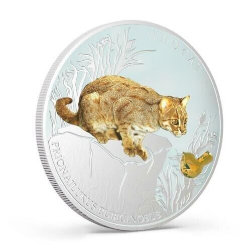 Fiji 2013 2 Dollar Dogs and Cats Prionailurus Rubiginosus 1oz Silver Coin