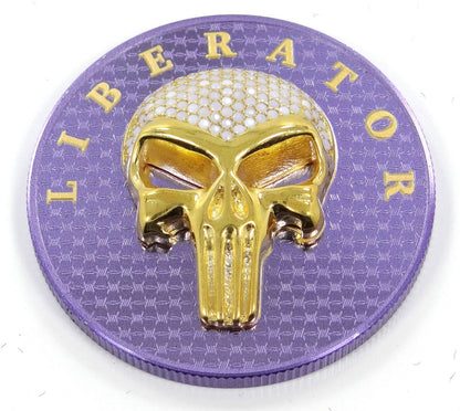 1 Oz Silver Coin Dark Side 2021 THE LIBERATOR Skull Gold / Violet Swarovski Captain’s Chest Bullion