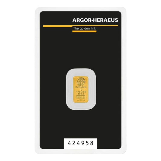 1 gram Argor Heraeus .9999 Gold Kine Bar Captain’s Chest Bullion