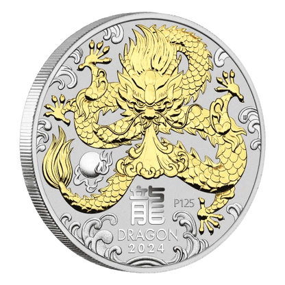 1 oz 2024 Lunar Year of the Dragon Gilded Silver Coin | Perth Mint Captain’s Chest Bullion