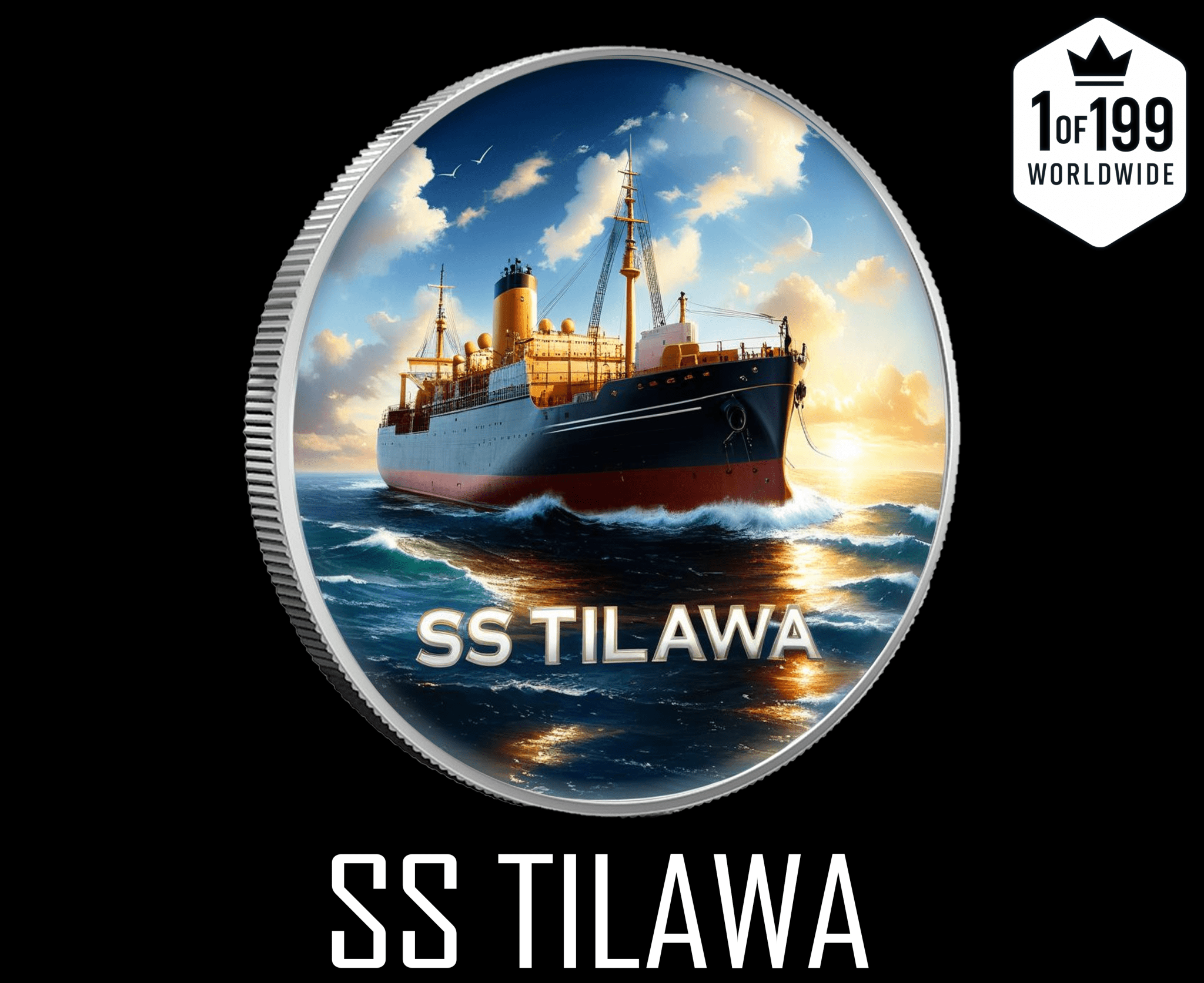 1 oz Colorized S.S. Tilawa Shipwreck Silver Voyage Round - Captain’s Chest Bullion