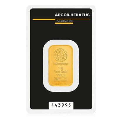 10 gram Argor Heraeus Kine Bar .9999 Gold Bar Captain’s Chest Bullion