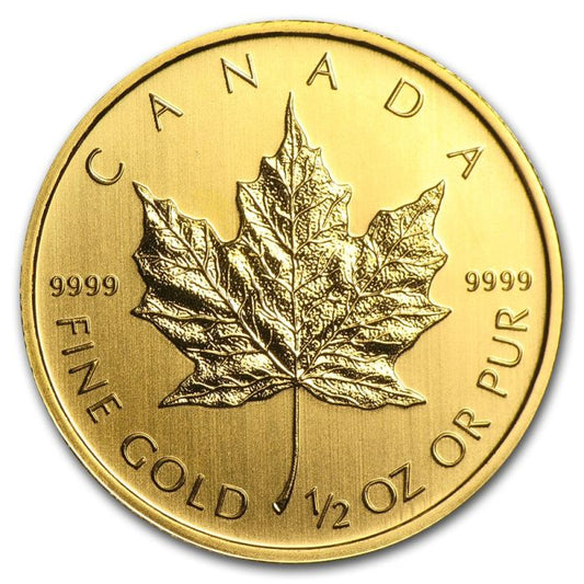 Random Year 1/2 oz Canada Maple Leaf .9999 Gold Coin