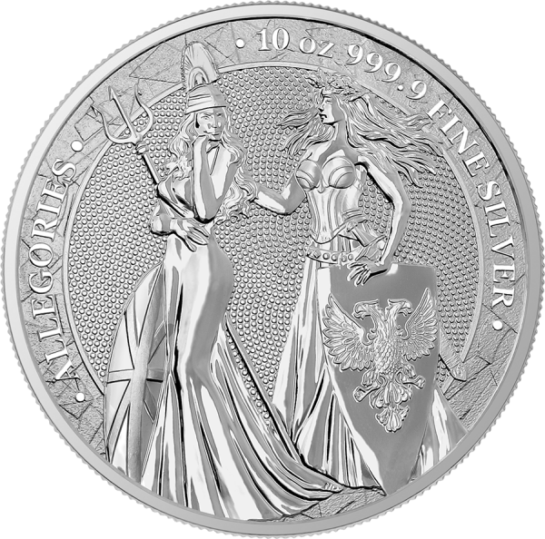Germania 2019 50 Mark  Allegories Britannia and Germania 10 Oz Silver BU Coin