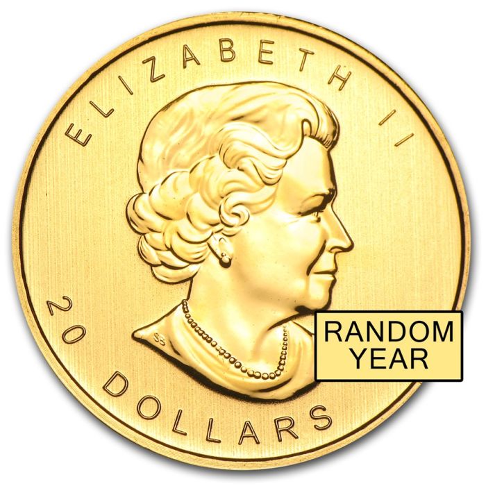 Random Year 1/2 oz Canada Maple Leaf .9999 Gold Coin