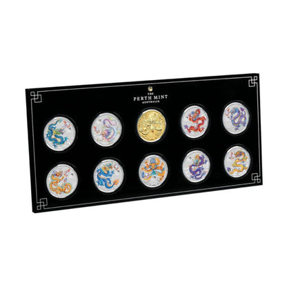 10 coin set Australian Lunar Series III 2024 Year of the Dragon Ten-Coin Set