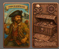 10oz .999 ADVP Copper Bullion Bar Pirate Captains 