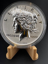 150 Years of Dollars 1922–2025 "Peace Dollar" 2oz .999 Silver - 320grams Brass Coin - Captain’s Chest Bullion