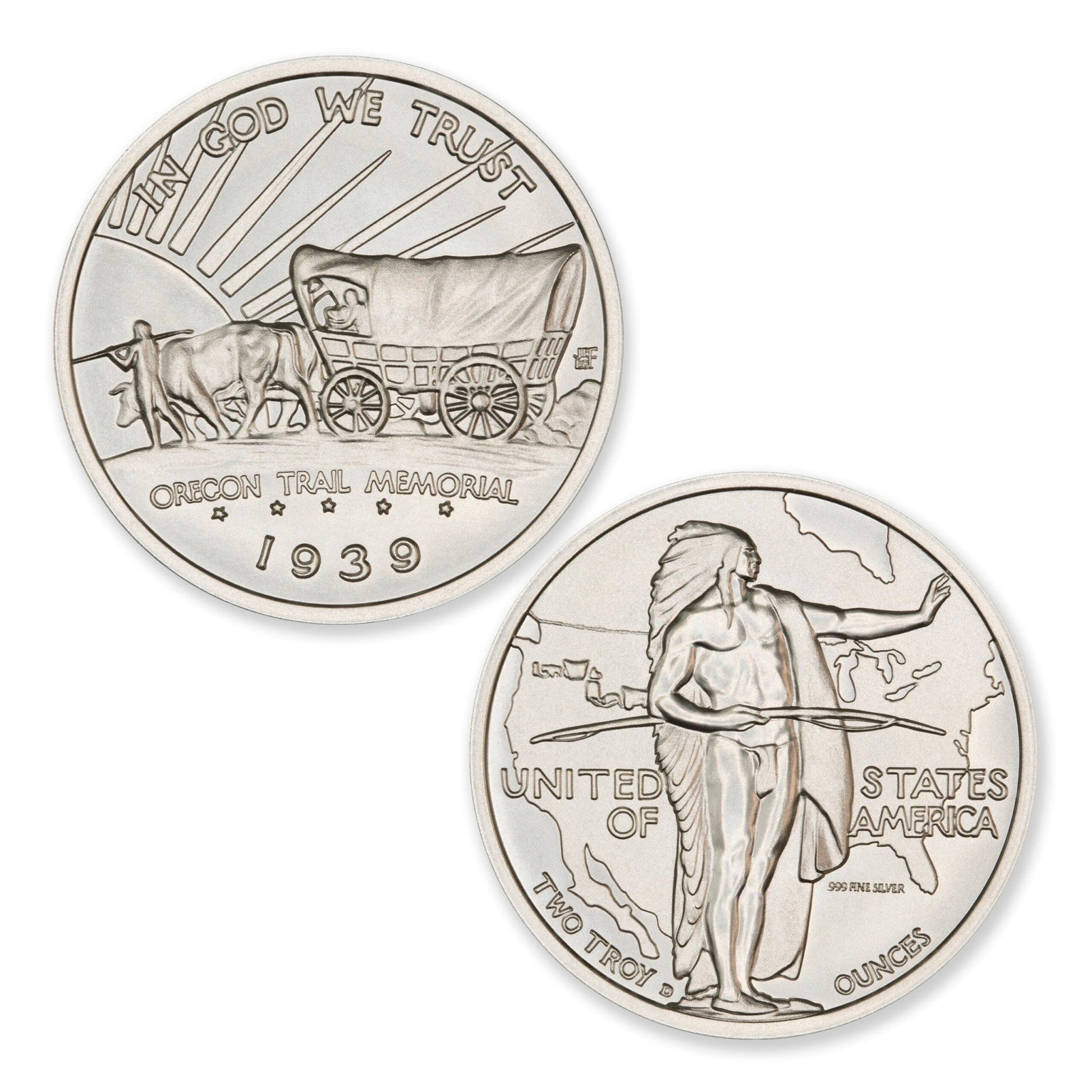 1939 Oregon Trail Half Commemorative Tribute 2 Troy Ounce 39mm Captain’s Chest Bullion