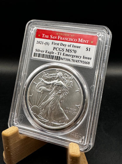 2021-S FDOI PCGS MS70 Silver Eagle .999 Silver Coin