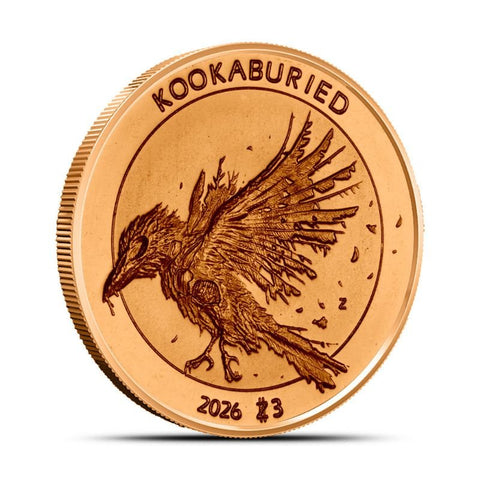 1 oz .999 Copper Zombucks World Kookaburied Copper Round