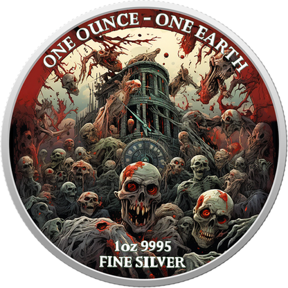 2022 Fiji One Earth Time of the Zombies Edition 1 oz Silver Coin