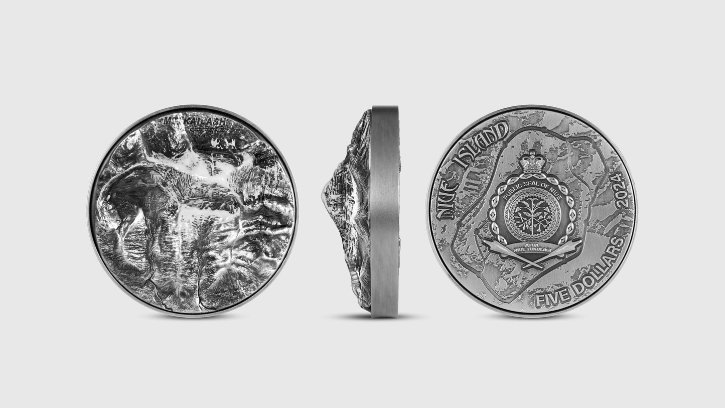 2024 Niue Mt Kailash 2oz .999 Silver Coin Antiqued Finished
