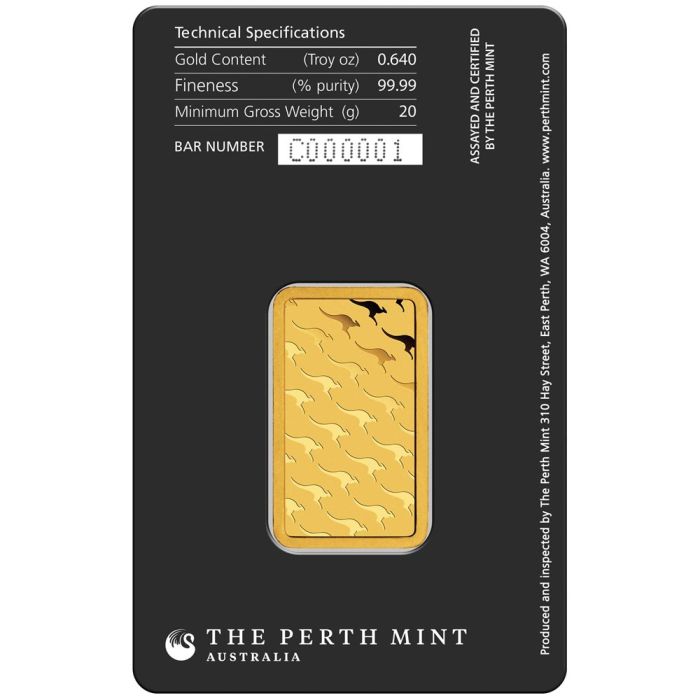 20 gram Perth Mint .9999 Gold Bar (In Assay) Captain’s Chest Bullion