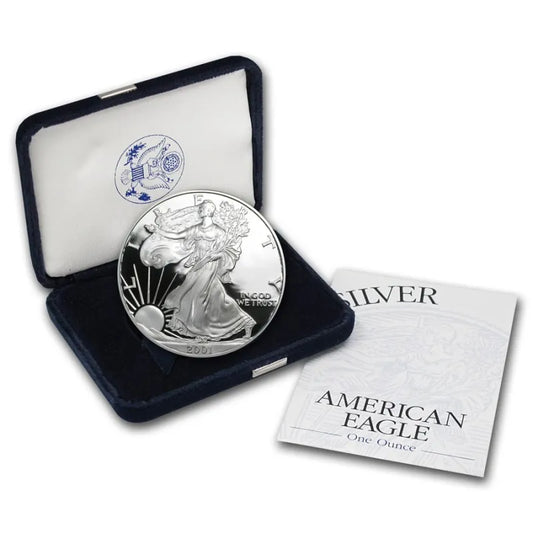 2001-W Proof American Silver Eagle .999 with Box & coa