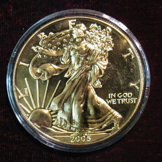 2005 American Silver Eagle w/ Gold Gilding Captain’s Chest Bullion