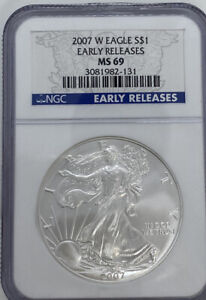 2007 W American Silver Eagle Early Release Ms69 .999 Captain’s Chest Bullion