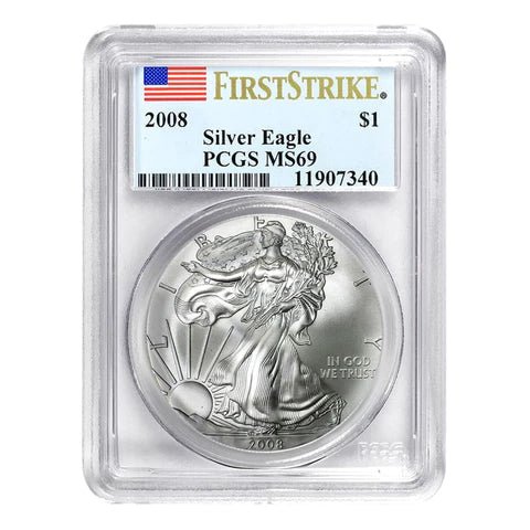 2008-1st Strike .999 Silver Coin American Silver Eagle Pcgsms69 .999