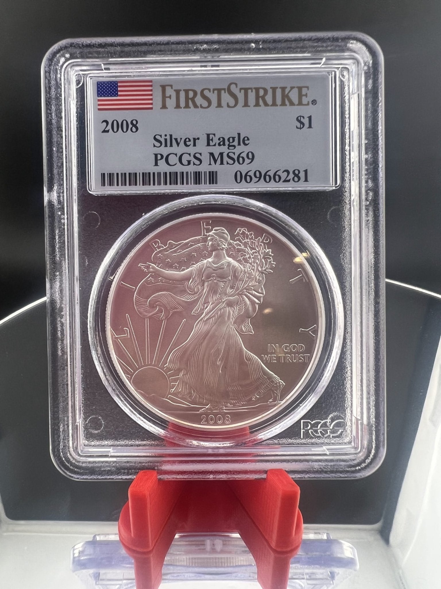 2008-1st Strike American Silver Eagle Pcgsms69 .999 Captain’s Chest Bullion