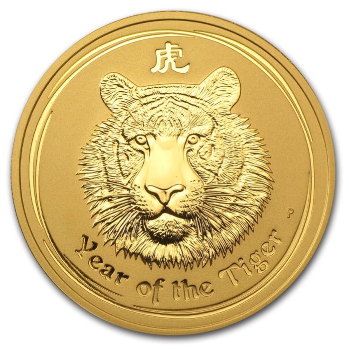 2010 2oz Australian Year of the Tiger 9999 Gold Coin Captain’s Chest Bullion