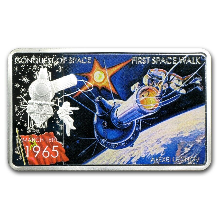 2011 Niue 2usd First Space Walk .999 Proof 1 oz Silver Coin Captain’s Chest Bullion