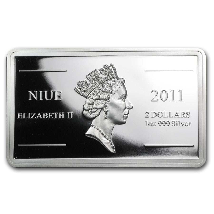 2011 Niue 2usd First Space Walk .999 Proof 1 oz Silver Coin Captain’s Chest Bullion