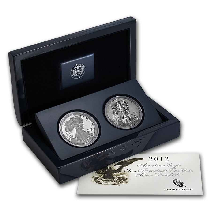2012-S 2-Coin American Silver Eagle Set (75th Anniv) Captain’s Chest Bullion