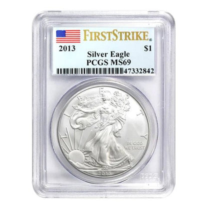 2013 American Silver Eagle- 1st Strike Pcgs Ms70- 1 Oz Captain’s Chest Bullion