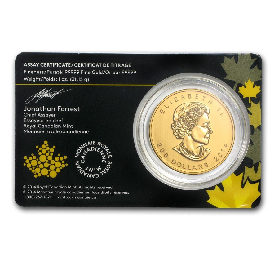 2014 1oz Canada Call Of The Wild Series Gold Howling Wolf .99999 Gold Coin In Assay Captain’s Chest Bullion