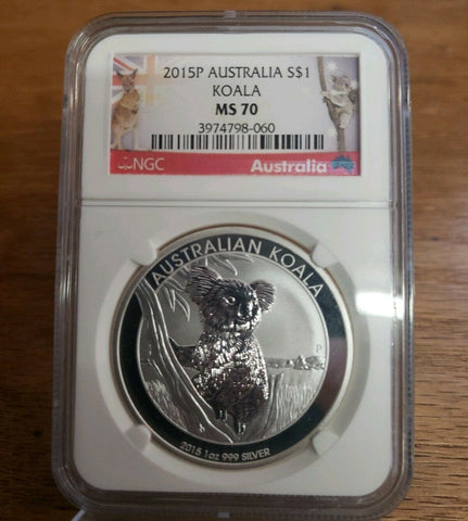 2015 P Australia Koala Ms70 1 Of 1st Strike .999 Silver Coin