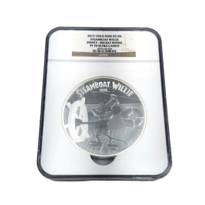 2015 Niue Disney Mickey Mouse Steamboat Willie 1 Kilo Silver Coin NGC PF 70
